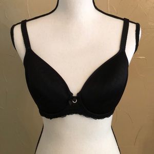 Black Chantelle bra with lace and jeweled trim